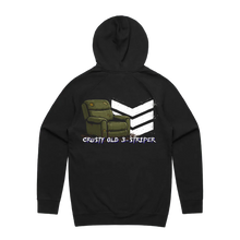 Crusty Old 3 Striper hoodie, black back print