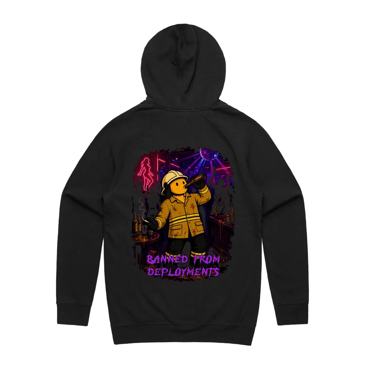 Banned from Deployments hoodie, black back print