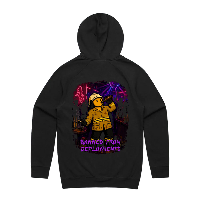 Banned from Deployments hoodie, black back print