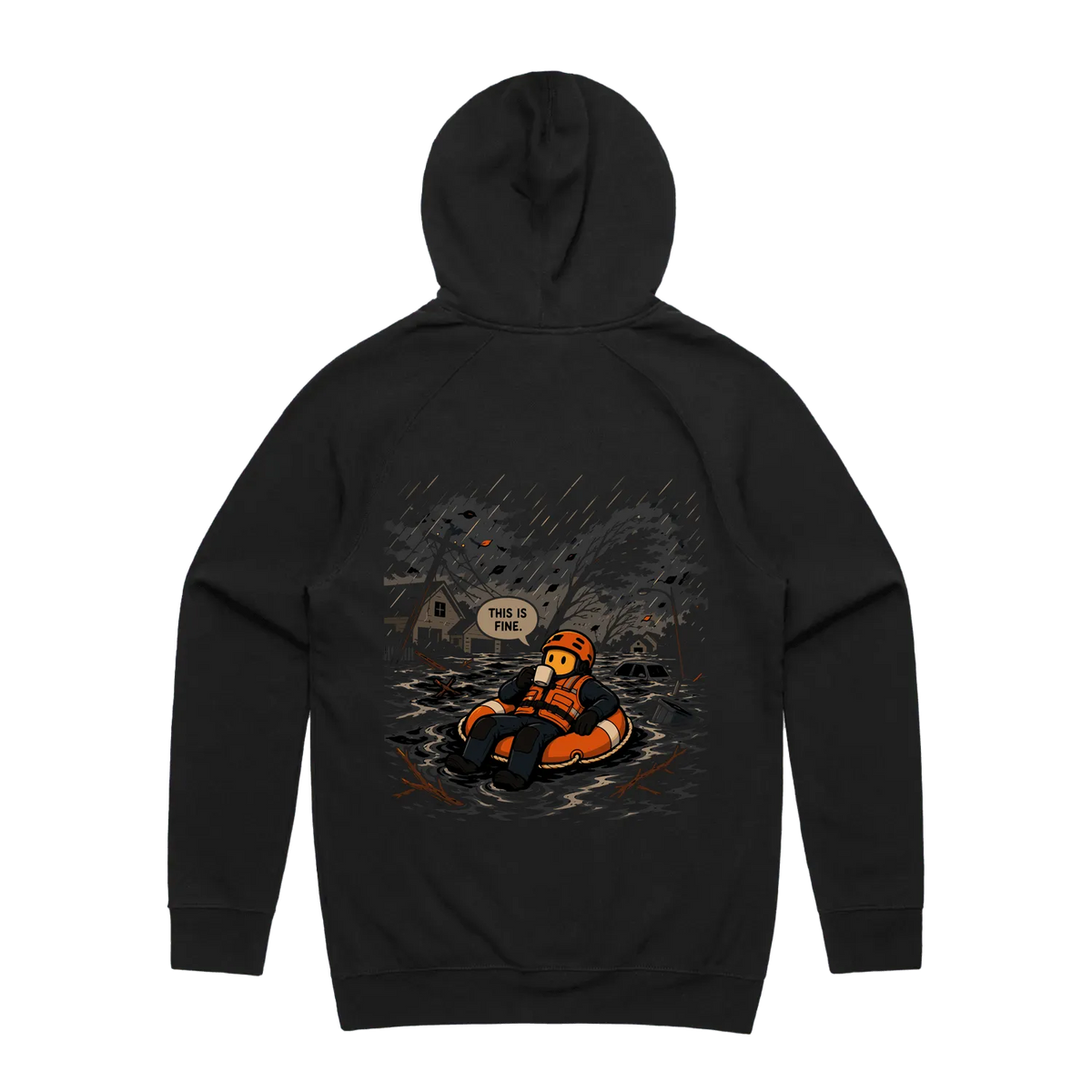 Water Rescue This is fine hoodie, black back print