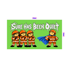 Sure Has Been Quiet stubby holder in Lime, front view