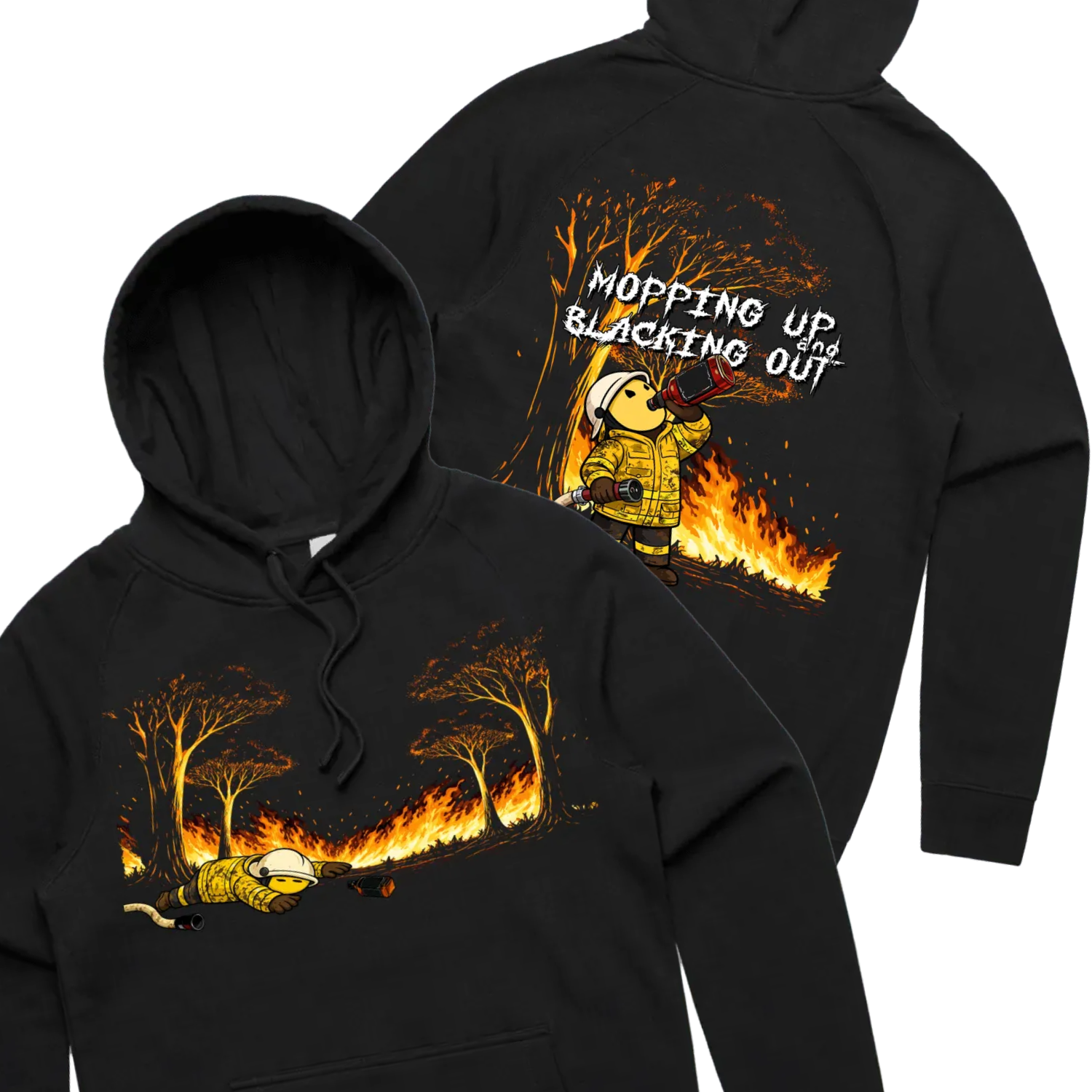 Mopping up and Blacking Out Double Sided Hoodie