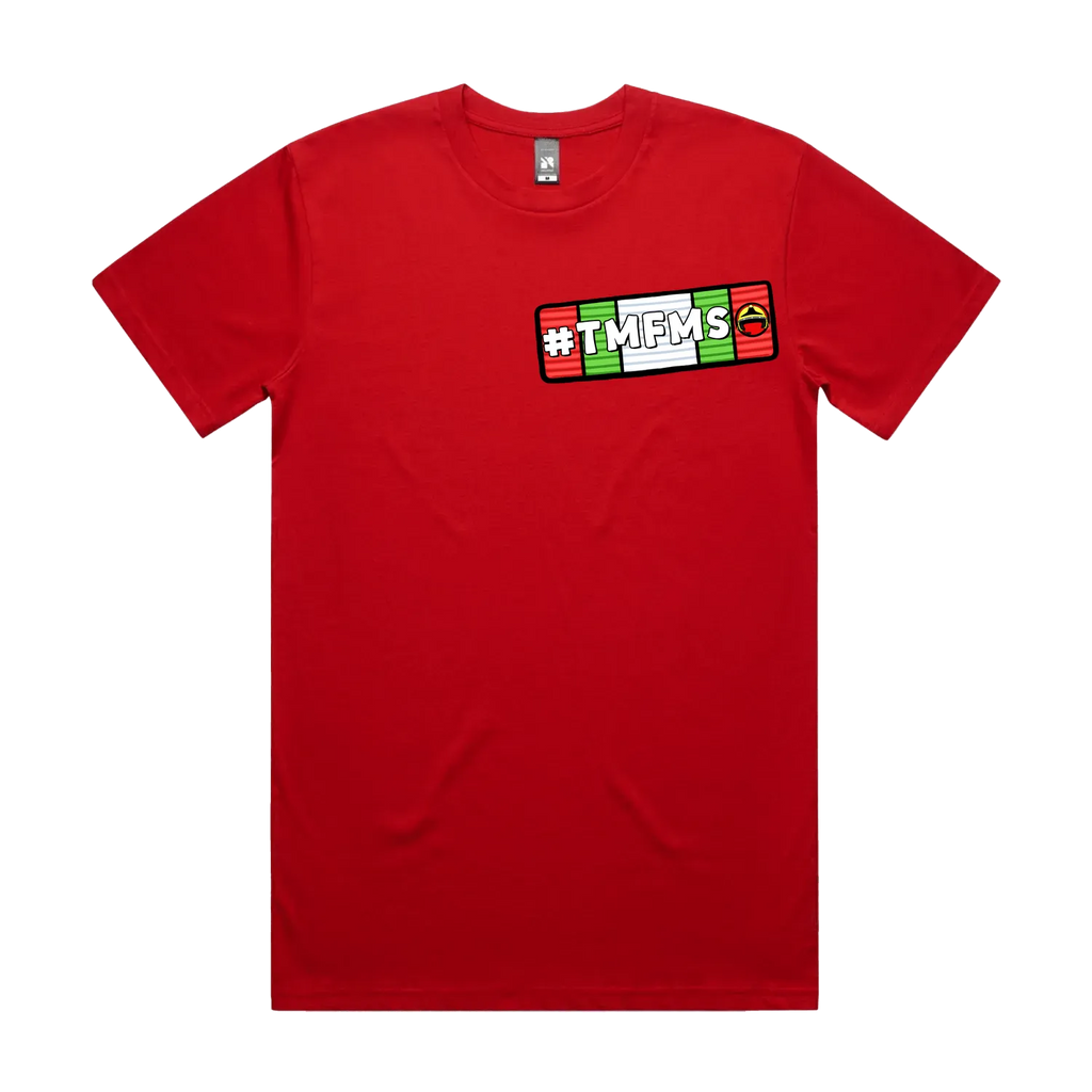 Red front flat lay