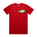 Red front flat lay